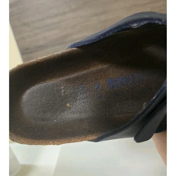 Birkenstock Florida Women Sandals Size 38  US 7 Navy Blue Shoes Slip On - Picture 6 of 6